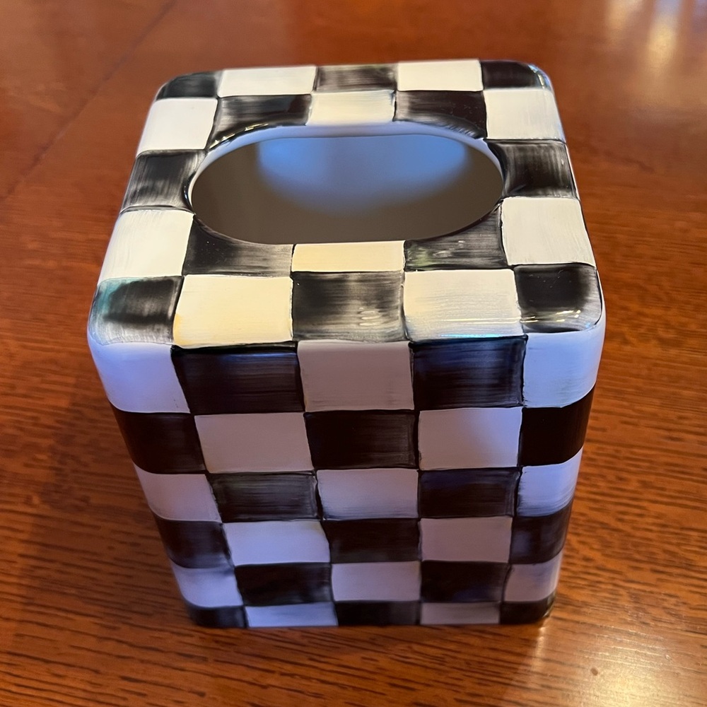 Mckenzie Childs enamel Courtly Check tissue box cover